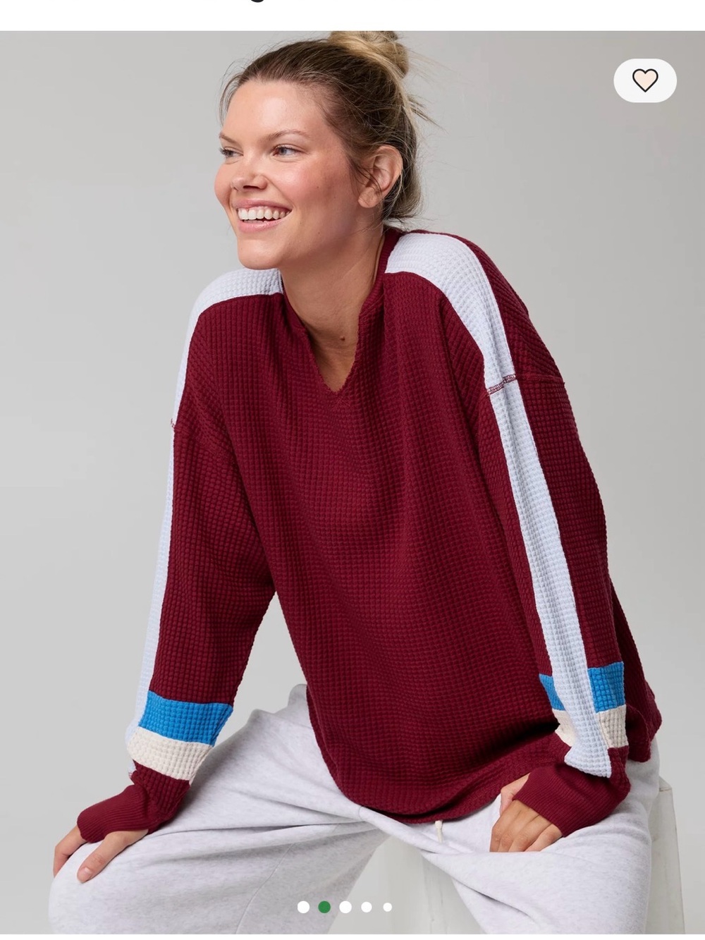 OFFLINE By Aerie Wow! Waffle Notch Neck Long Sleeve T-Shirt XS Oversized